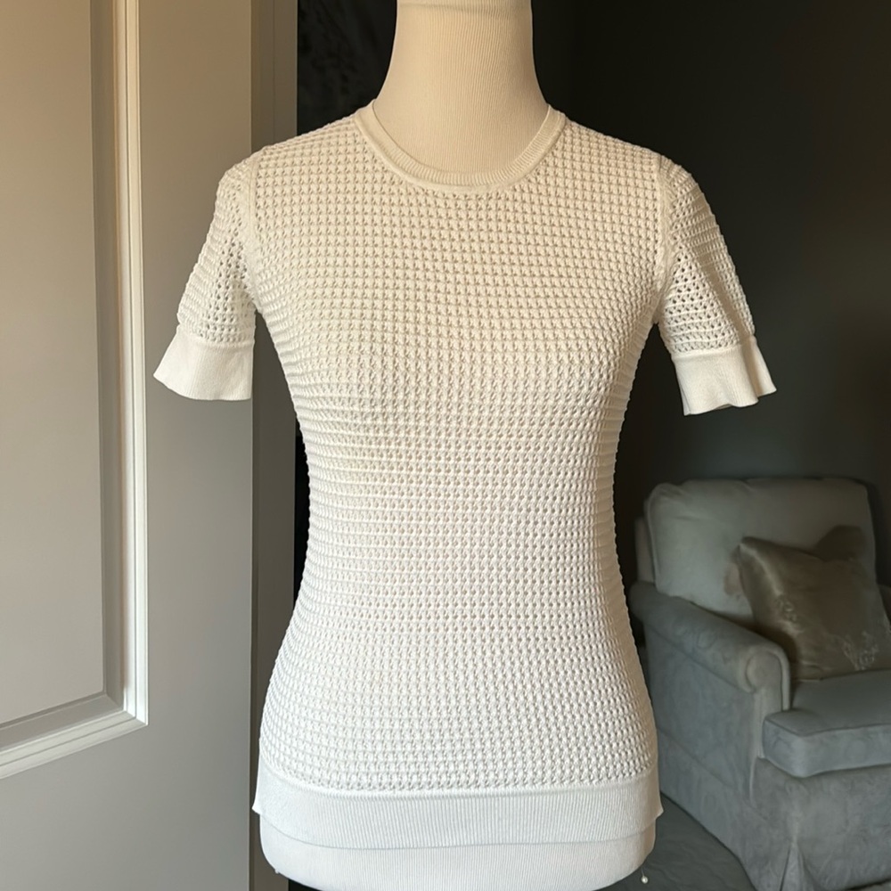 Theory Symon CR Enchanted Crochet Top Stretch P
